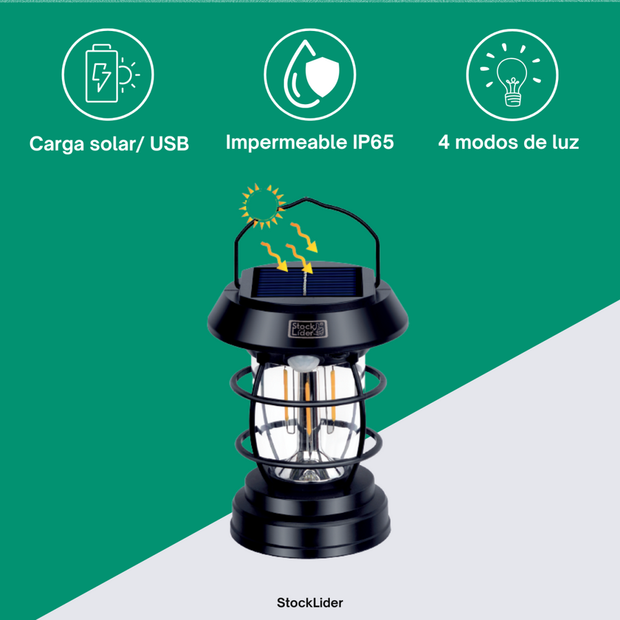 Lámpara solar de camping con sensor