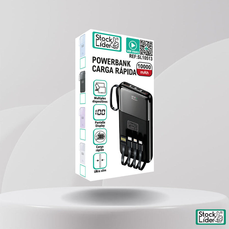Powerbank carga rápida 10000mAh compacta