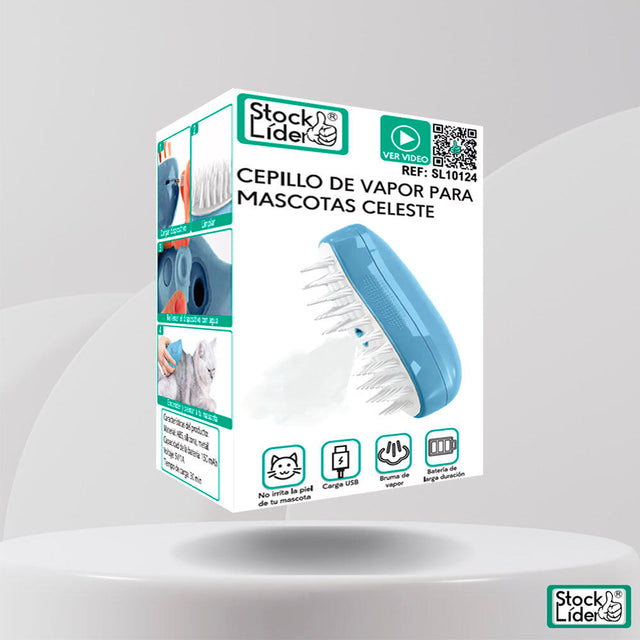 Cepillo para mascota celeste de silicona