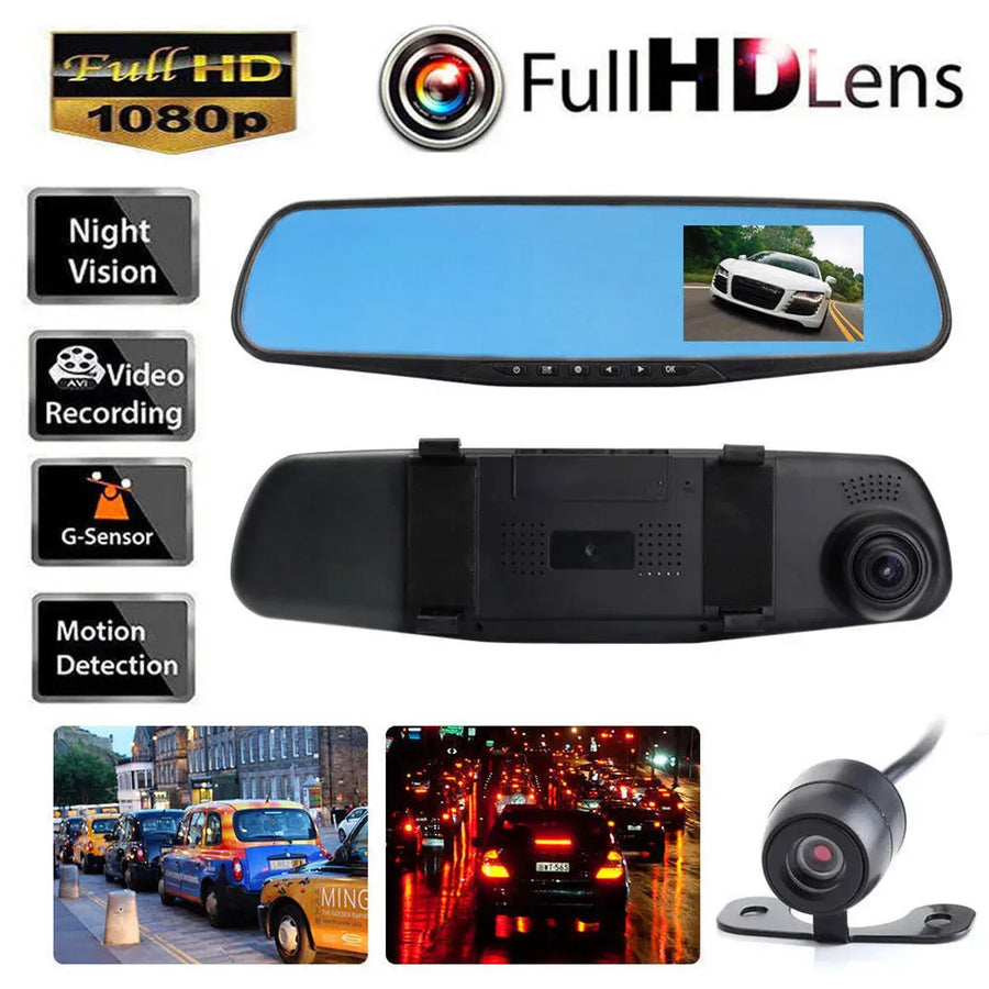 Cámara retrovisor HD dual para coche y moto