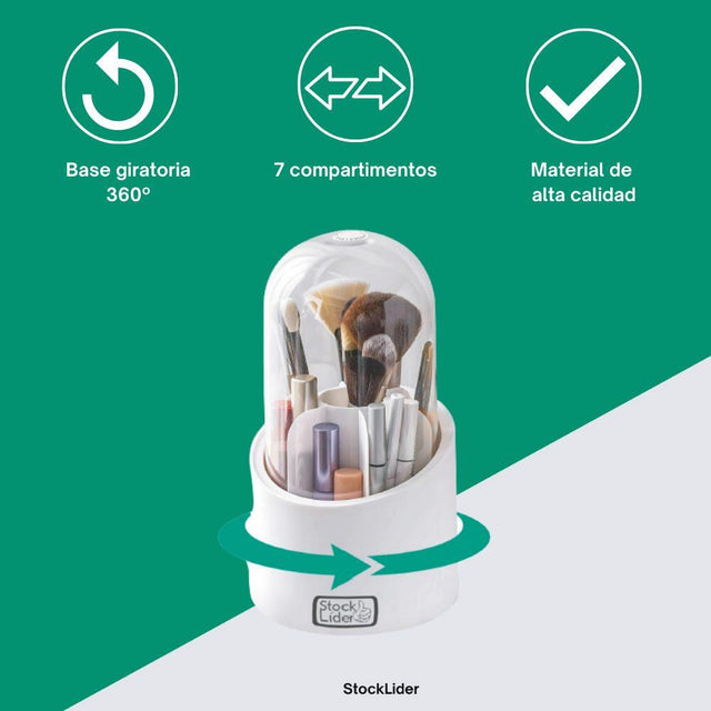 Organizador de maquillaje giratorio con tapa