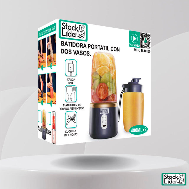 Batidora portátil con dos vasos USB