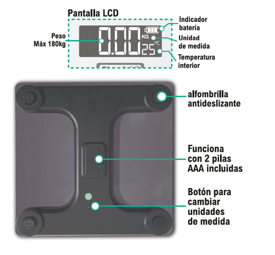 Báscula digital precisa con pantalla LCD