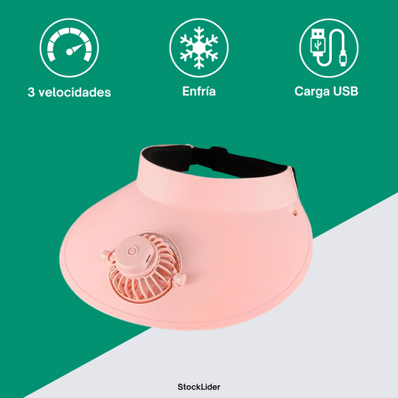 Gorra ventilador recargable y ajustable