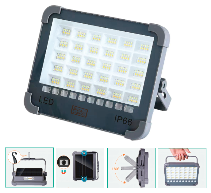 Foco LED solar recargable y portátil