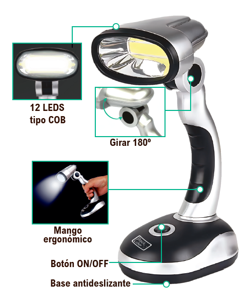 Lámpara de mesa LED portátil y ajustable