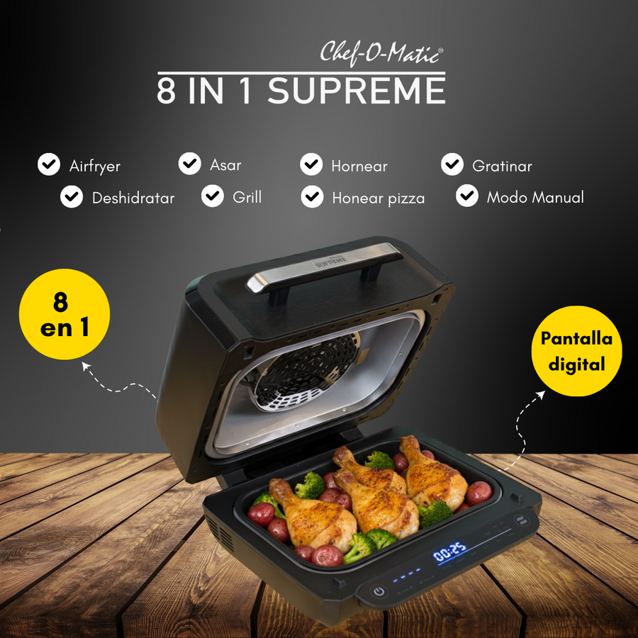 Grill horno air fryer 8 en 1 digital