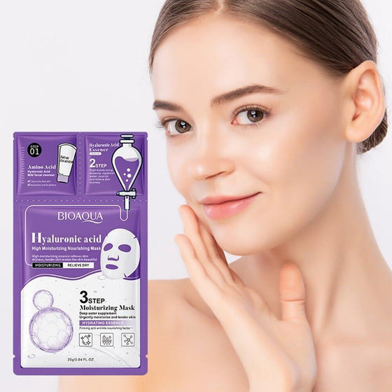 Mascarilla facial 3 pasos ácido hialurónico