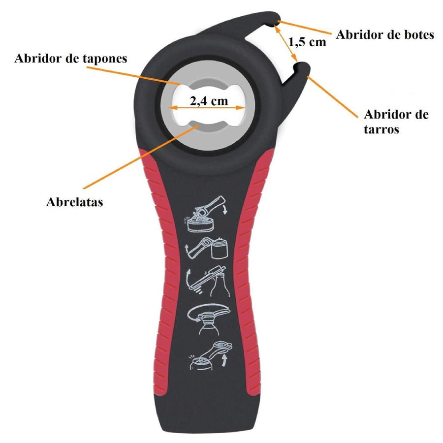 Abridor de frascos 4 en 1 ergonómico