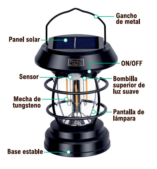 Lámpara solar de camping con sensor