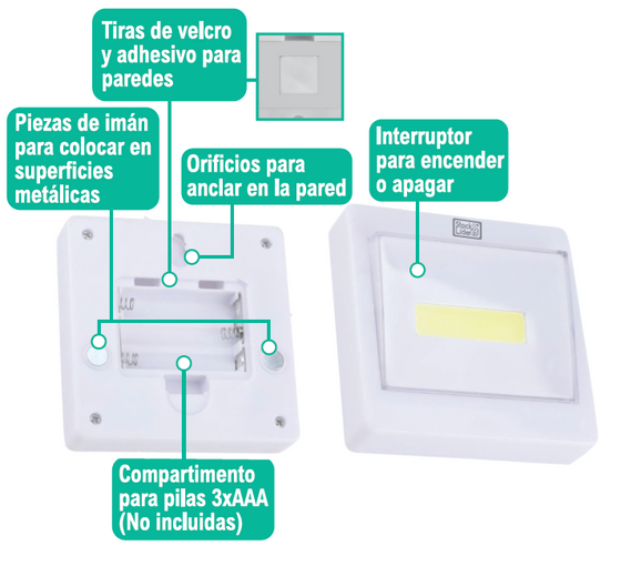 Lámpara COB 3W 200Lm magnética