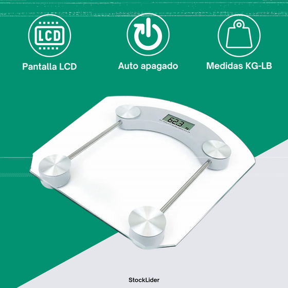 Báscula digital cuadrada de baño LCD