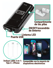 Powerbank a pilas con linterna LED