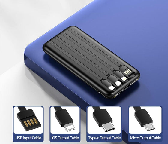 Powerbank inalámbrico con cables 12000mAh