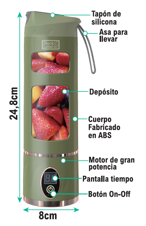 Batidora con pantalla portátil USB