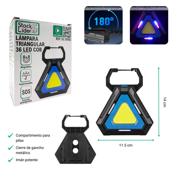 Lámpara triangular 36 LED COB portátil