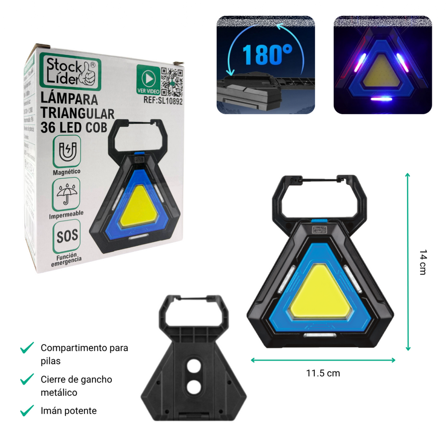 Lámpara triangular 36 LED COB portátil