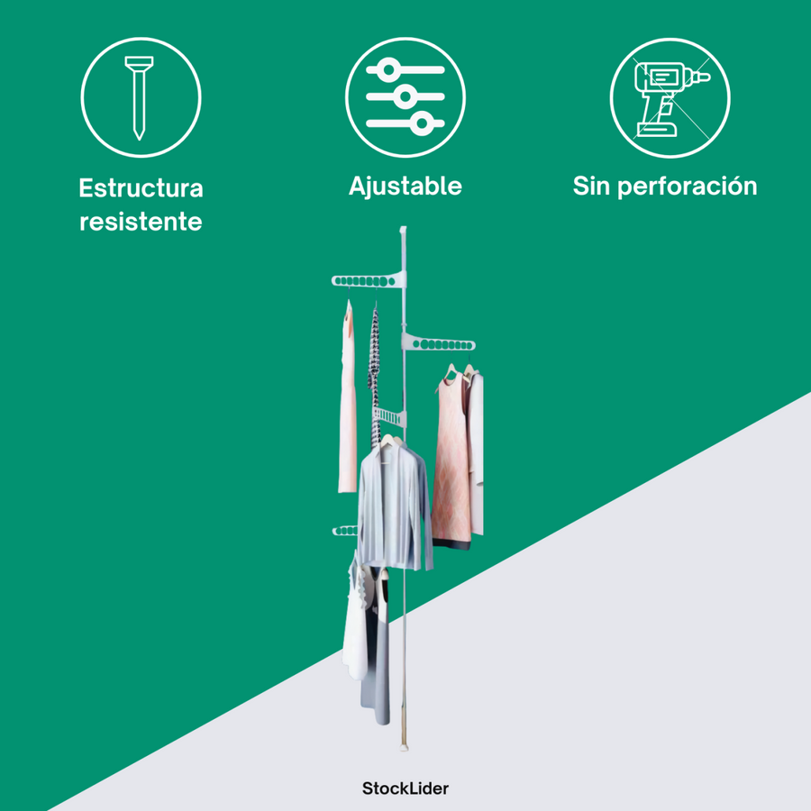 Perchero extensible sin taladrar