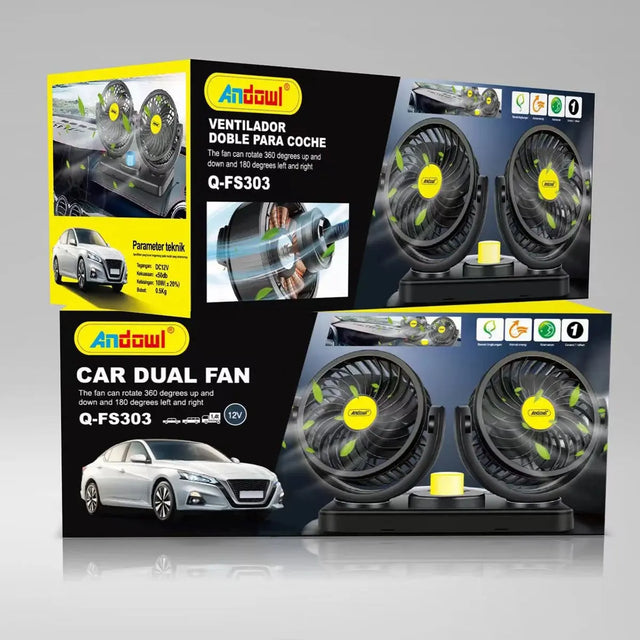 Ventilador doble para coche ajustable