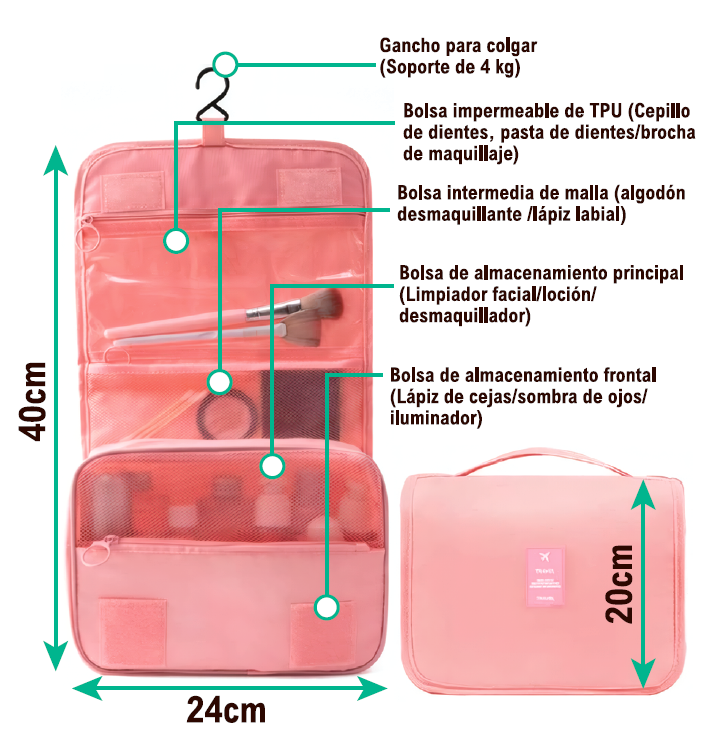 Neceser de viaje colgante impermeable