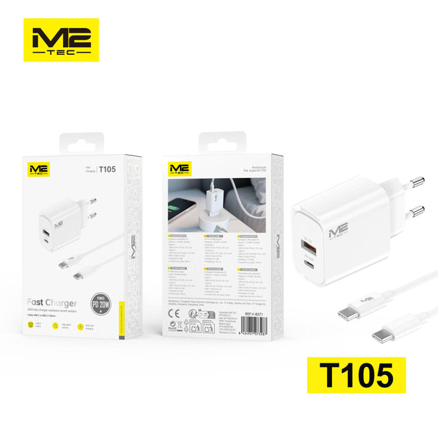 Cargador USB-C 20W con cable M2TEC