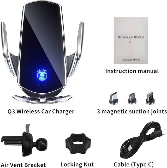 Cargador inalámbrico coche Qi automático