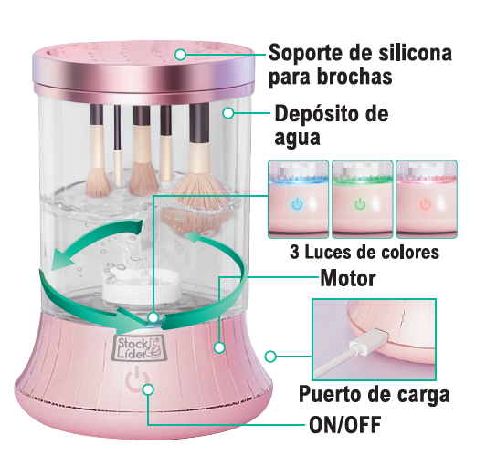 Limpiador de brochas eléctrico recargable
