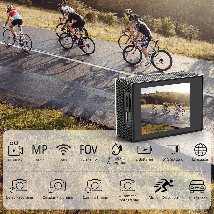 Cámara Deportiva HD con WiFi y Funda