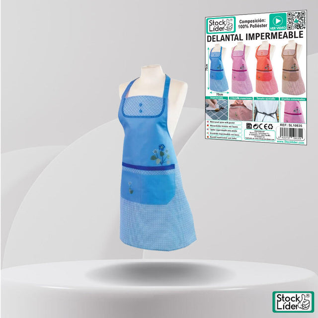 Delantal impermeable ajustable con bolsillos