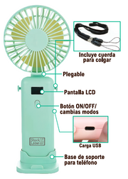 Ventilador portátil plegable con pantalla