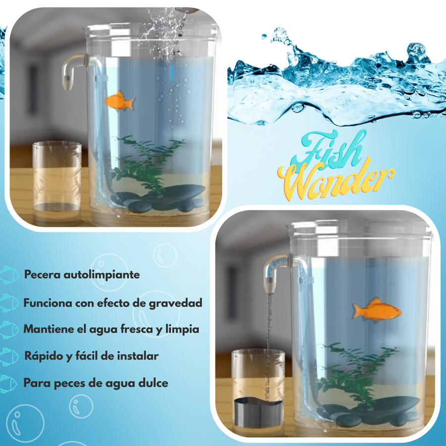 Acuario con limpieza integrada y luz LED