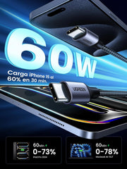 Cable USB C a USB C 60W rápido y resistente