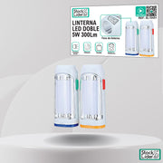 Linterna LED doble 5W 300Lm portátil