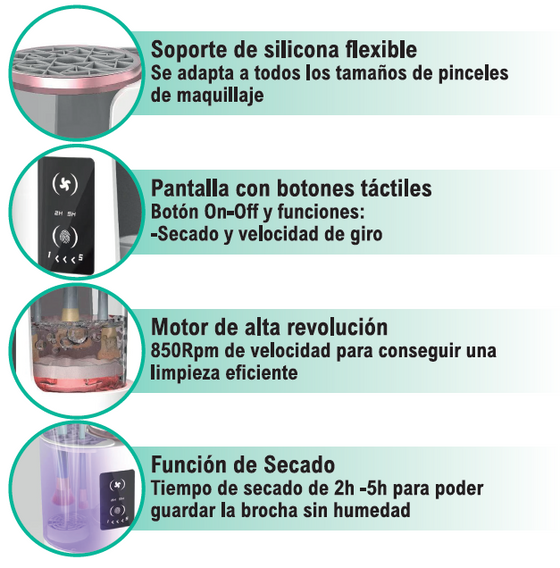 Limpia brochas eléctrico 3 en 1 USB