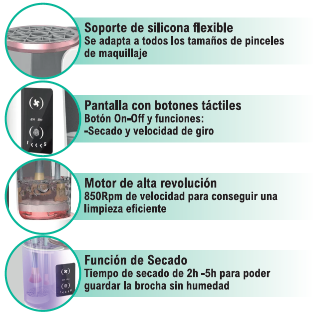 Limpia brochas eléctrico 3 en 1 USB