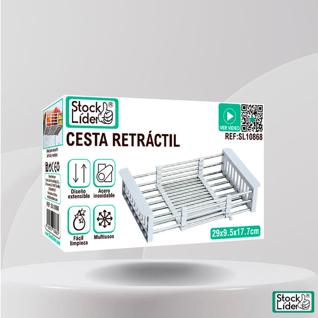 Cesta retráctil para fregadero ajustable