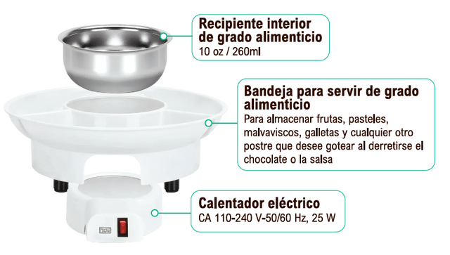 Máquina de fondue compacta para chocolate