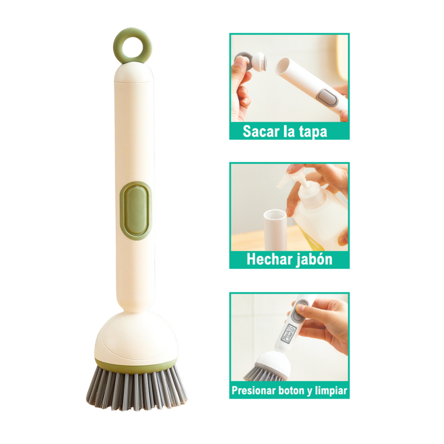 Cepillo multiusos con dispensador de jabón