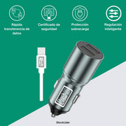 Cargador coche doble USB tipo C