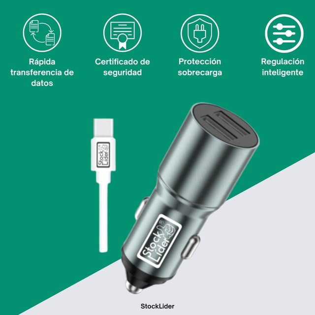 Cargador coche doble USB tipo C