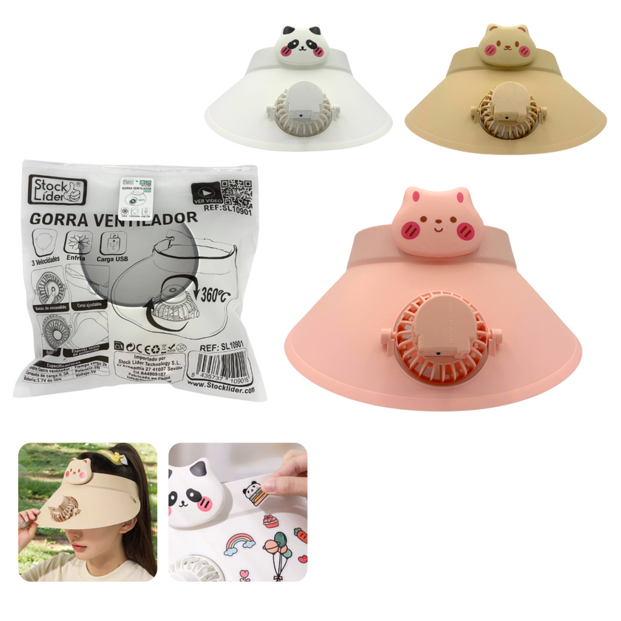 Gorra ventilador USB ajustable y ligera
