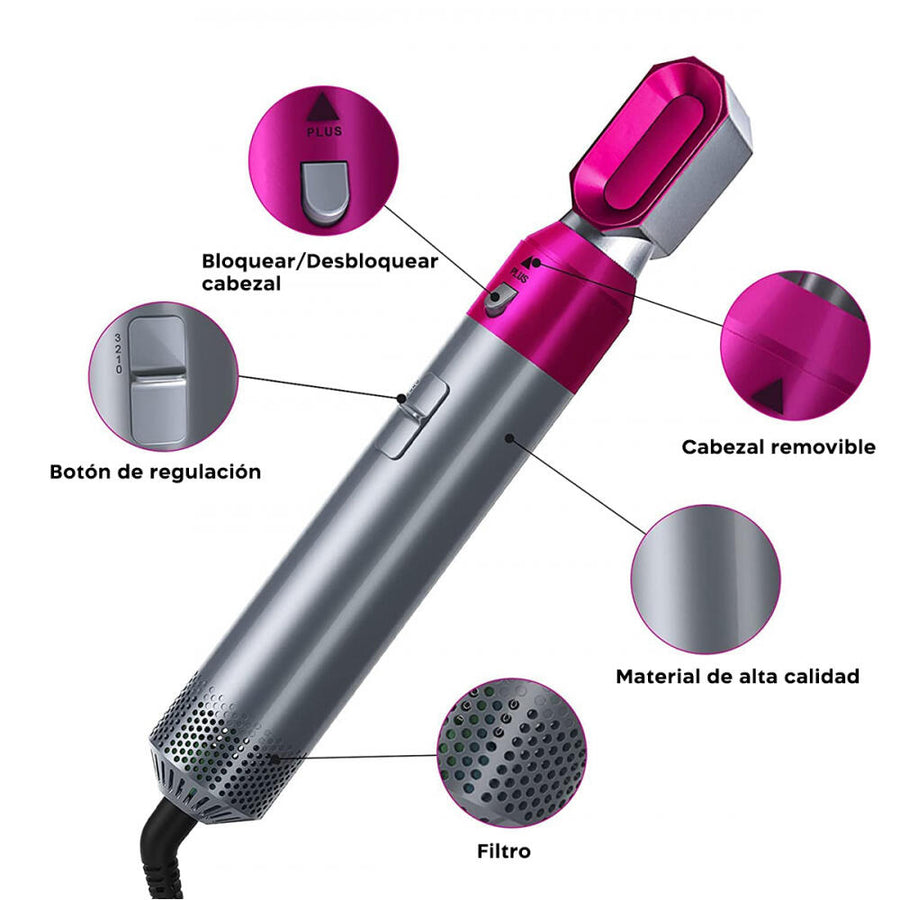 Cepillo secador 5 en 1 para peinar
