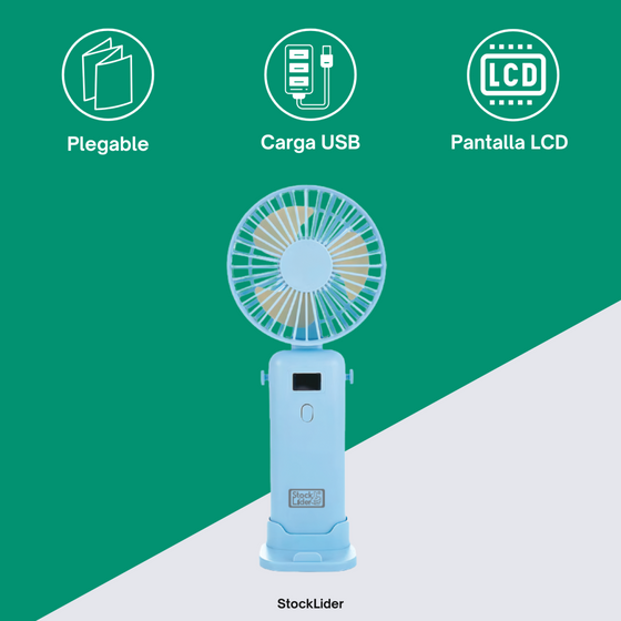 Ventilador portátil plegable con pantalla