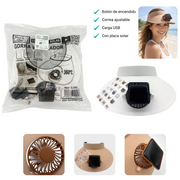 Gorra ventilador solar y USB ajustable