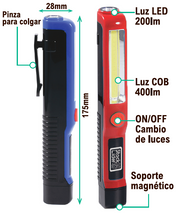 Mini linterna LED COB compacta USB