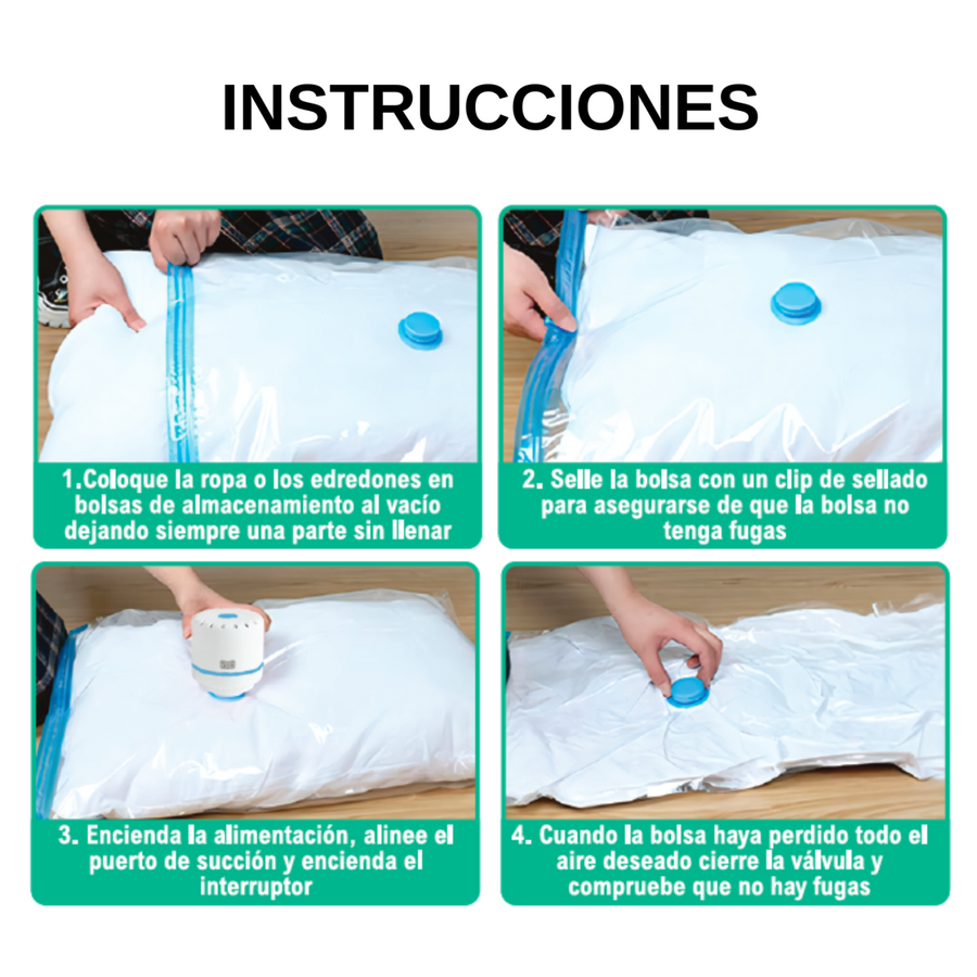 Bomba de vacío para bolsas y ropa